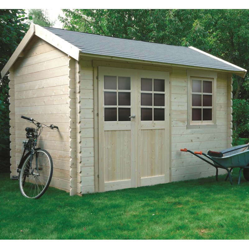 Abri de jardin en bois massif 28mm Arles porte double 8,52m² SOLID Abri de jardin en bois massif 28mm Arles porte double 8,52m² SOLID
