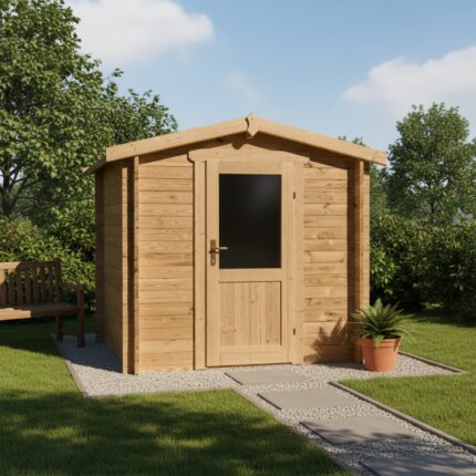 Abri de jardin en bois massif 4m² PRIMO - madriers 28mm traité teinté marron Gardy Shelter