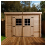 Abri de jardin en bois massif 6,04m² monopente – madriers 20mm – toiture Onduline – Habrita