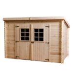 Abri de jardin en bois massif 6,04m² monopente – madriers 20mm – toiture Onduline – Habrita