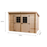 Abri de jardin en bois massif 6,04m² monopente – madriers 20mm – toiture Onduline – Habrita