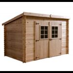 Abri de jardin en bois massif 6,04m² monopente – madriers 20mm – toiture Onduline – Habrita