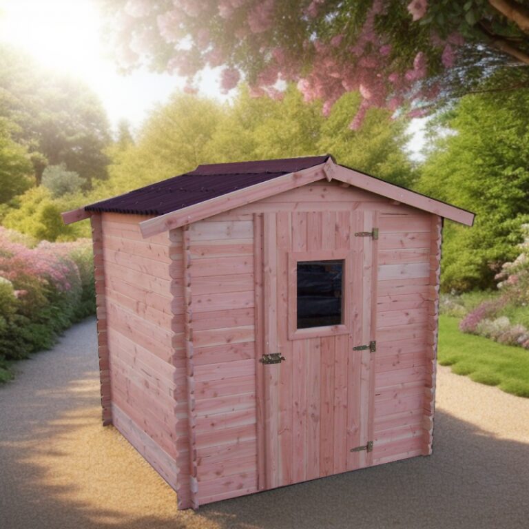 Abri de jardin en Douglas DUBLIN 4,28m² madriers 28mm + couverture Onduline - HABRITA