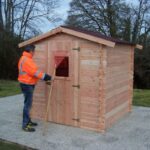 Abri de jardin en Douglas DUBLIN 4,28m² madriers 28mm + couverture Onduline - HABRITA