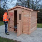 Abri de jardin en Douglas DUBLIN 4,28m² madriers 28mm + couverture Onduline - HABRITA