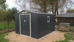 Abri de jardin en métal 8,84m² PLUS anthracite + Kit d'ancrage X-METAL
