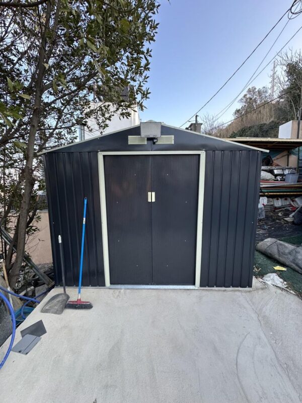 Abri de jardin en métal 8,84m² PLUS anthracite + Kit d'ancrage X-METAL