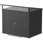 Abri de jardin en métal anthracite 5,22m² + kit d'ancrage + kit de fondation DURAMAX