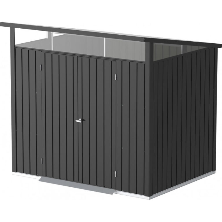 Abri de jardin en métal anthracite 5,22m² + kit d'ancrage + kit de fondation DURAMAX