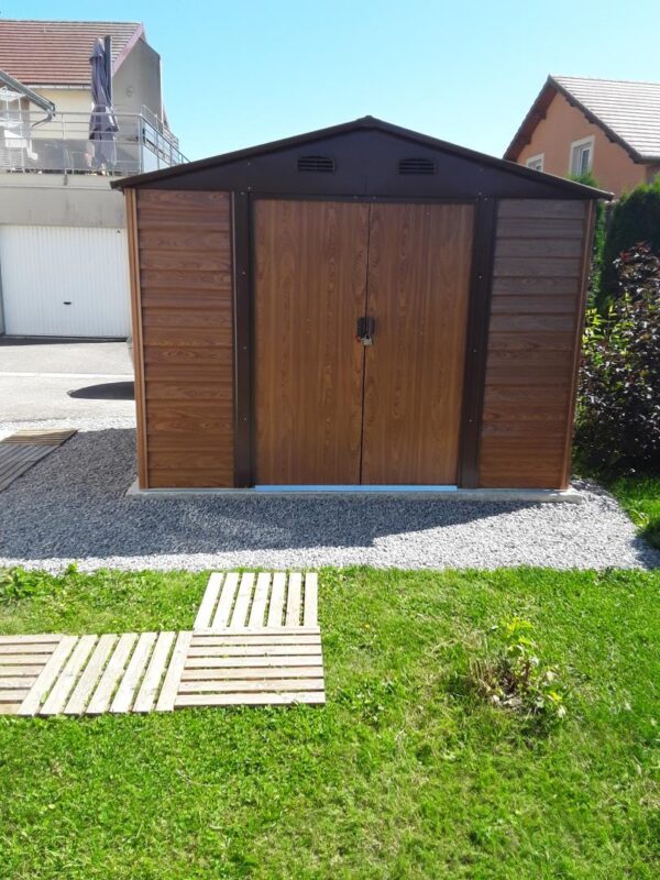 Abri de jardin en métal aspect bois 6,62m² + kit d'ancrage - X-METAL