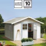 Abri de jardin en PVC 11,2m² DECO blanc et gris bleu Grosfillex + kit ancrage offert