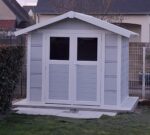 Abri de jardin en PVC 4,9m² DECO gris clair et blanc Grosfillex + kit ancrage offert