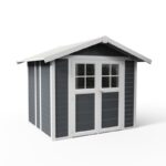 Abri de jardin en PVC 4,9m² DECO gris foncé et blanc Grosfillex + kit ancrage offert