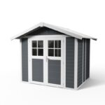 Abri de jardin en PVC 4,9m² DECO gris foncé et blanc Grosfillex + kit ancrage offert