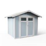 Abri de jardin en PVC 4,9m² UTILITY blanc et gris bleu Grosfillex + kit ancrage offert