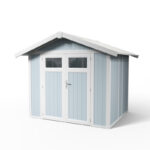 Abri de jardin en PVC 4,9m² UTILITY blanc et gris bleu Grosfillex + kit ancrage offert