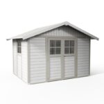 Abri de jardin en PVC 7,5m² DECO blanc et gris vert Grosfillex + kit ancrage offert