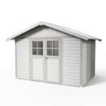 Abri de jardin en PVC 7,5m² DECO blanc et gris vert Grosfillex + kit ancrage offert