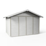 Abri de jardin en PVC 7,5m² DECO blanc et gris vert Grosfillex + kit ancrage offert