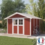 Abri de jardin en PVC 7,5m² DECO rouge et blanc Grosfillex + kit ancrage offert
