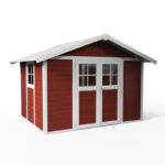 Abri de jardin en PVC 7,5m² DECO rouge et blanc Grosfillex + kit ancrage offert