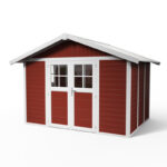 Abri de jardin en PVC 7,5m² DECO rouge et blanc Grosfillex + kit ancrage offert