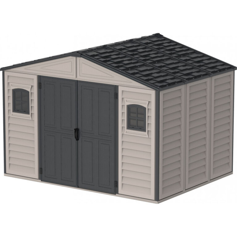 Abri de jardin en PVC 8,05m² DarkGrey Premium + kit de fondation DURAMAX