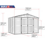 Abri de jardin en PVC 8,05m² DarkGrey Premium + kit de fondation DURAMAX