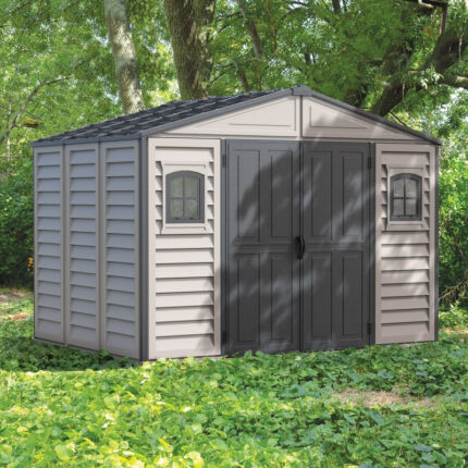 Abri de jardin en PVC 8,05m² DarkGrey Premium + kit de fondation DURAMAX