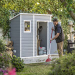 Abri de jardin en résine 2,06m² monopente + plancher gris Keter