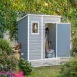 Abri de jardin en résine 2,06m² monopente + plancher gris Keter