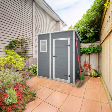 Abri de jardin en résine 2,06m² monopente + plancher gris Keter