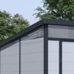 Abri de jardin en résine 3,24m² gris clair toit monopente skylight + plancher - Jobu