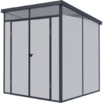 Abri de jardin en résine 3,24m² gris clair toit monopente skylight + plancher - Jobu
