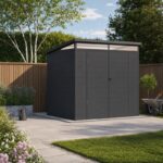 Abri de jardin en résine 4,10m² anthracite toit monopente skylight + plancher - Jobu