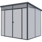 Abri de jardin en résine 4,10m² gris clair toit monopente skylight + plancher - Jobu