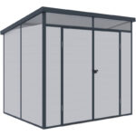 Abri de jardin en résine 4,10m² gris clair toit monopente skylight + plancher - Jobu