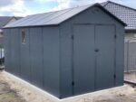 Abri de jardin en résine anthracite 11m² + kit de fondation - JOBU