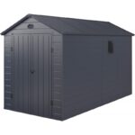 Abri de jardin en résine anthracite 6,99m² + kit de fondation - JOBU