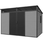 Abri de jardin en résine brossée DICKINS Skylight 6,05m² gris et noir + plancher - JOBU