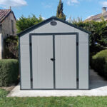 Abri de jardin en résine gris 5,32m² + kit de fondation - JOBU