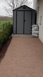 Abri de jardin en résine gris 6,99m² + kit de fondation - JOBU