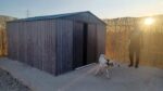 Abri de jardin métal 11m² WoodTouch beige + kit d'ancrage X-METAL