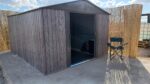 Abri de jardin métal 11m² WoodTouch beige + kit d'ancrage X-METAL