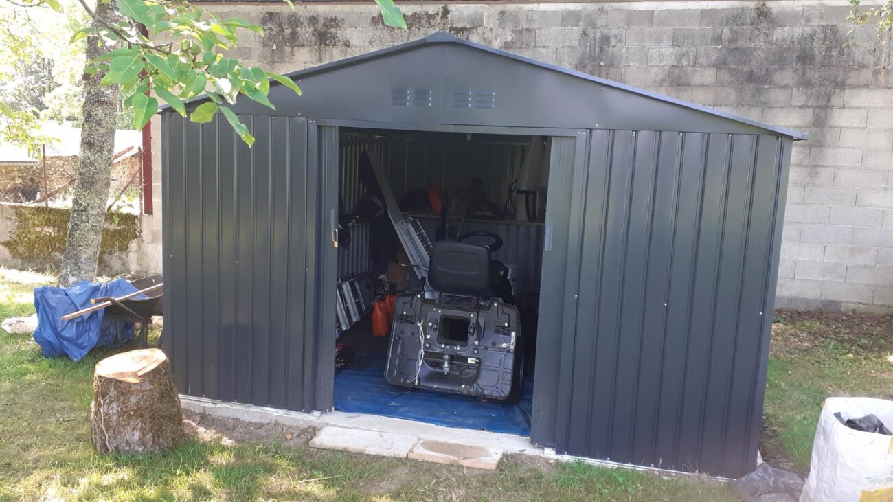 Abri de jardin métal 13m² FIRST anthracite + kit d'ancrage X-METAL