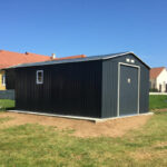 Abri de jardin métal 15,16m² PLUS anthracite + kit d'ancrage X-METAL