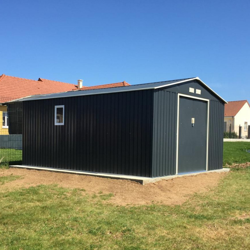 Abri de jardin métal 15,16m² PLUS anthracite + kit d'ancrage X-METAL