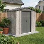 Abri de jardin métal 2,54m² WoodTouch beige + kit d'ancrage X-METAL