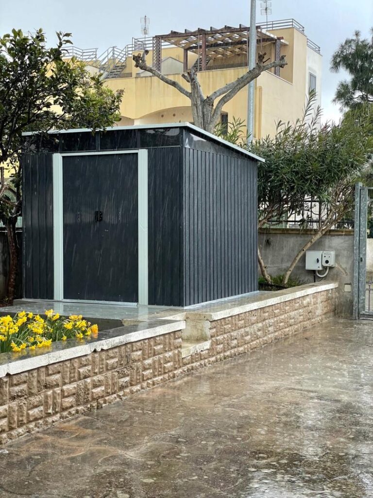 Abri de jardin métal 5,64m² Skylight anthracite + kit d'ancrage X-METAL