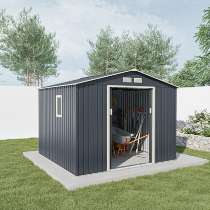 Abri de jardin métal 7,06m² PLUS anthracite + kit d'ancrage X-METAL